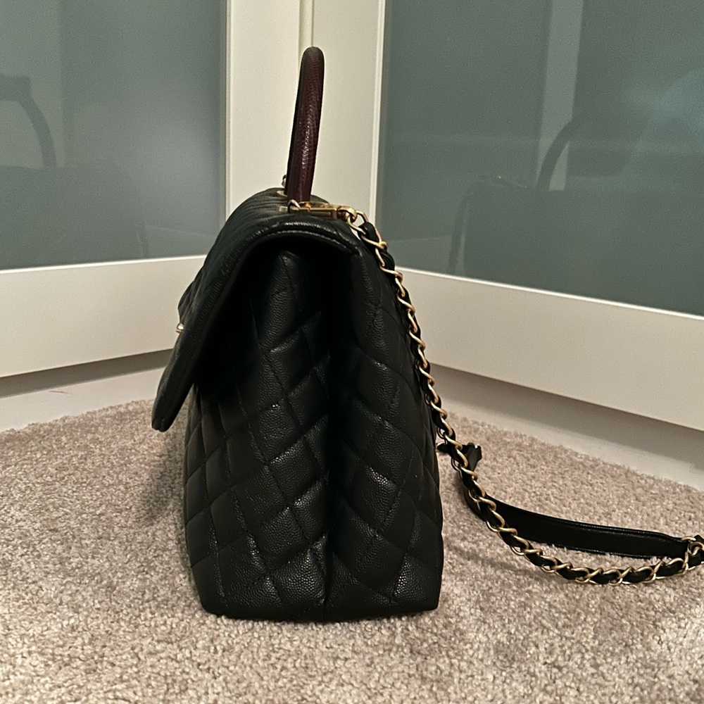 CHANEL CAVIAR MEDIUM COCO TOP HANDLE BAG BLACK✨ AUTHENTIC - Picture 3 of 16